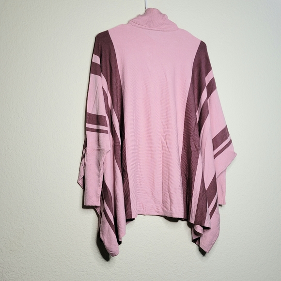 Alfani Women Pink Turtle-Neck Button Long-Sleeve Oversize Poncho Sweater Size S - Picture 5 of 9